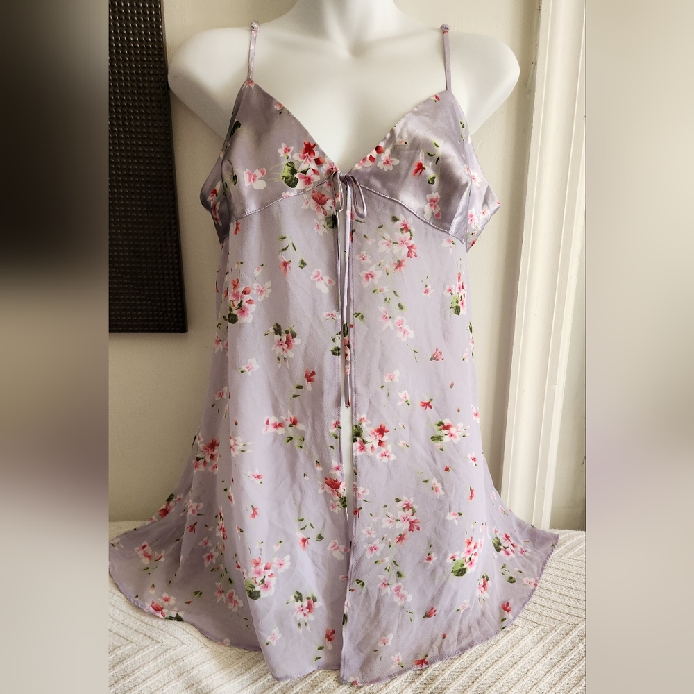 Victoria's Secret Lavender Floral Satin Chemise